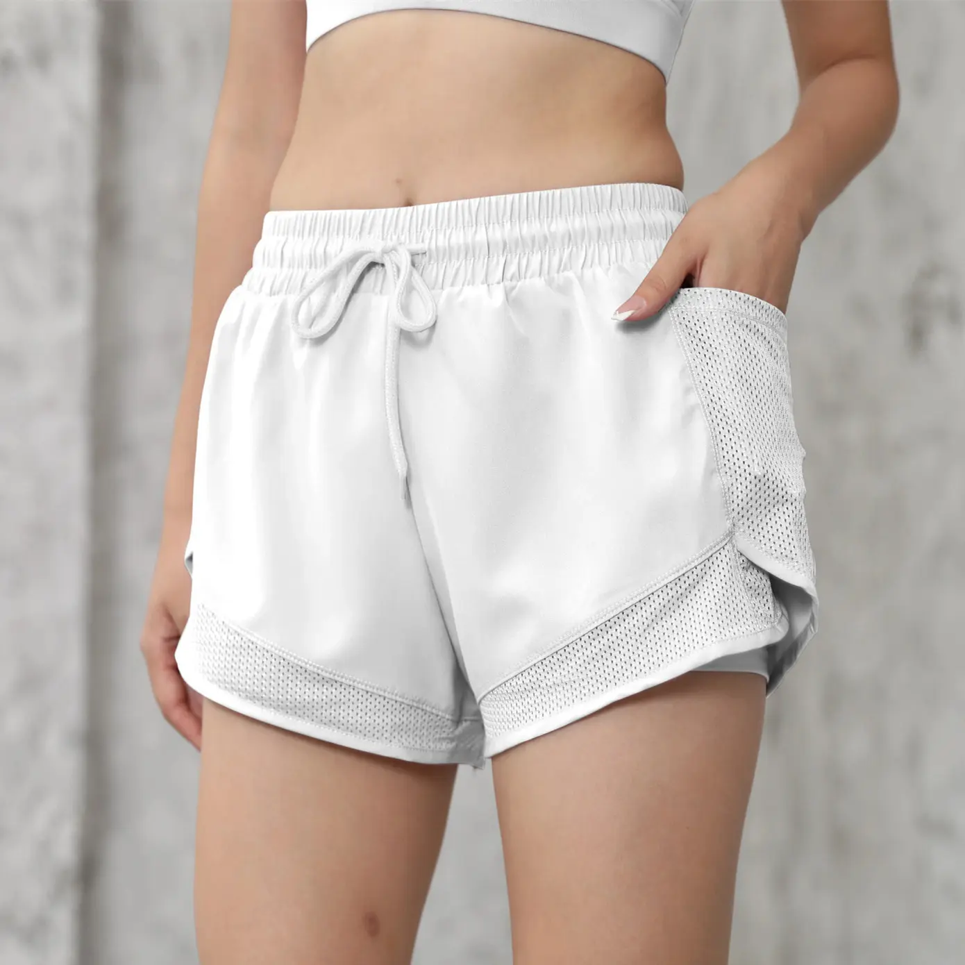 White [003] drawstring
