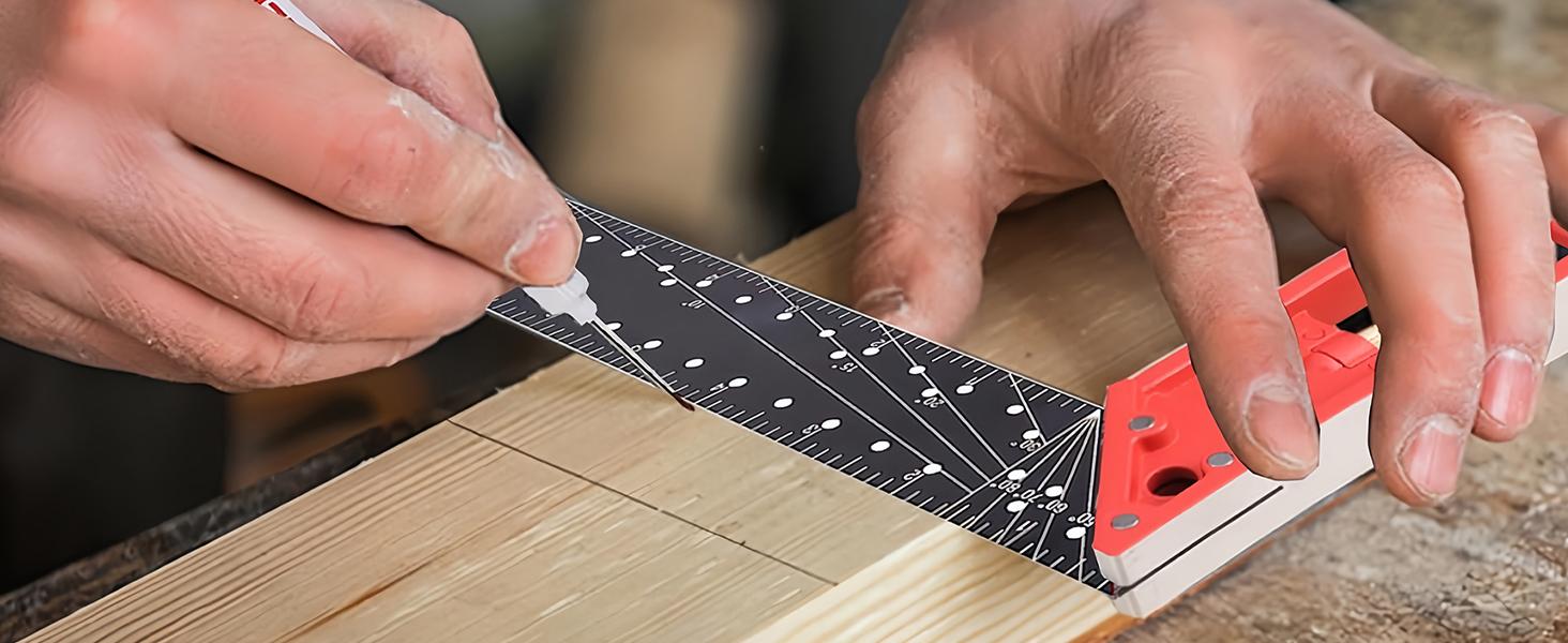 Adjustable 10-90° Multi Angle Measuring Ruler, Combination Framing Carpenter Square, L Shape Ruler for Precise Measuring, Woodworking and Drawing