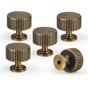 Antique Brass Kitchen Cabinet Knobs Solid Brass Pulls for Dresser Drawer Vanity Closet Wardrobe, Modern Bathroom Bedroom Living Room Cabinet Hardware