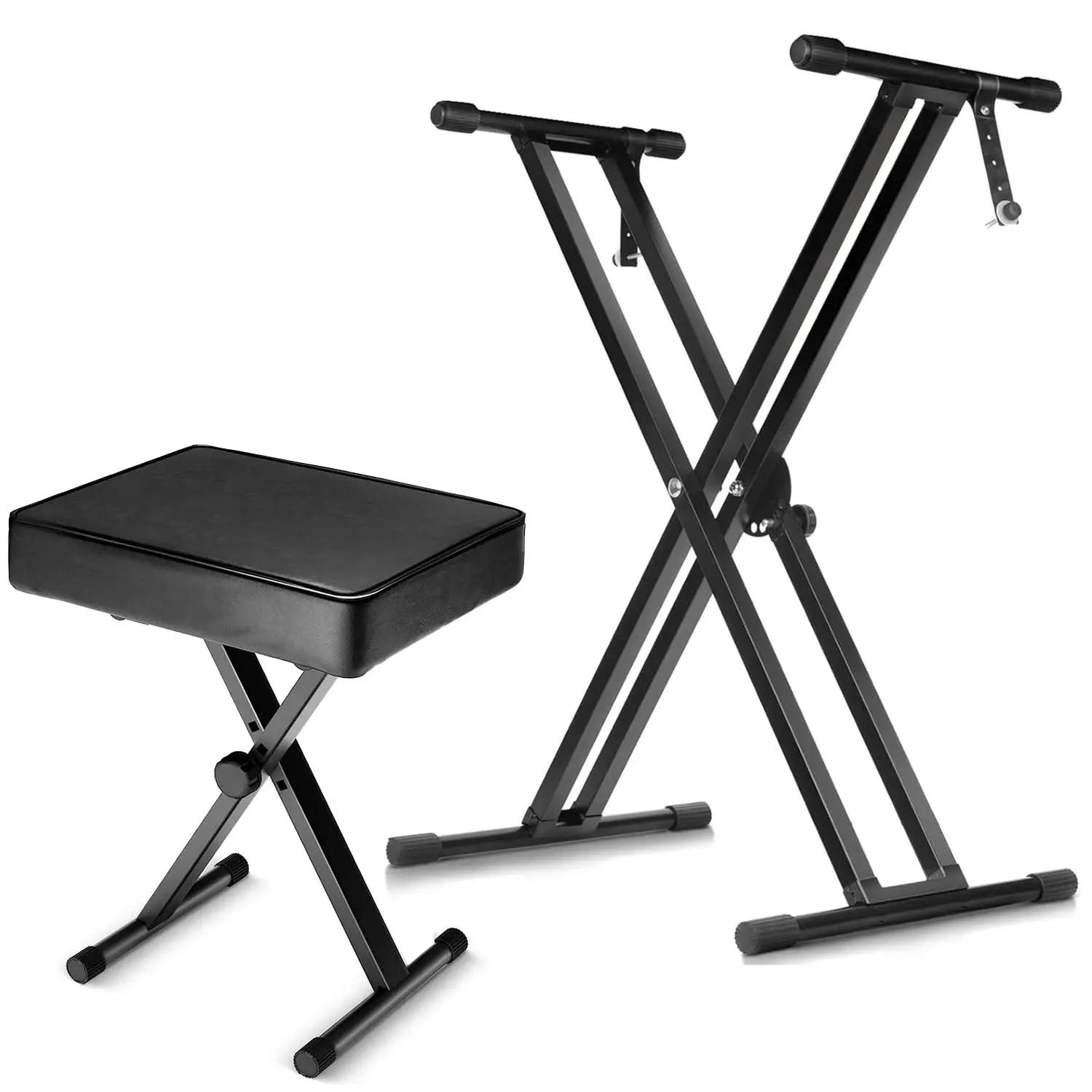 5 Core Keyboard Stand Piano Bench Combo Adjustable Key Board Stands 3" Padded Musician Chair Set