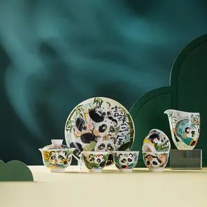 T05. Designer Collection Hand-Painted Panda Tea Cup Set – Premium Gift Set
