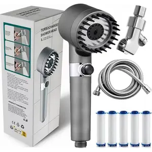 2026 NEW Ion Drops Filtered Shower Head Kit - High Pressure Handheld with 59in Hose, No-Drill Bracket & 5 Replacement Filters - 3 Spray Modes for Soft Skin & Hair, Ideal for Hard Water softener filter bead