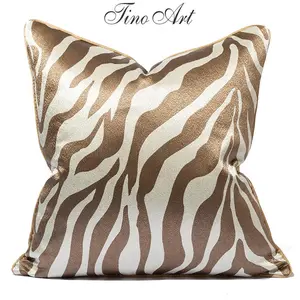 Cozy Throw Pillow Cover Square Champagne Cushion Case Zebra-Stripe Vintage Pillow Cover For Bed Couch Car
