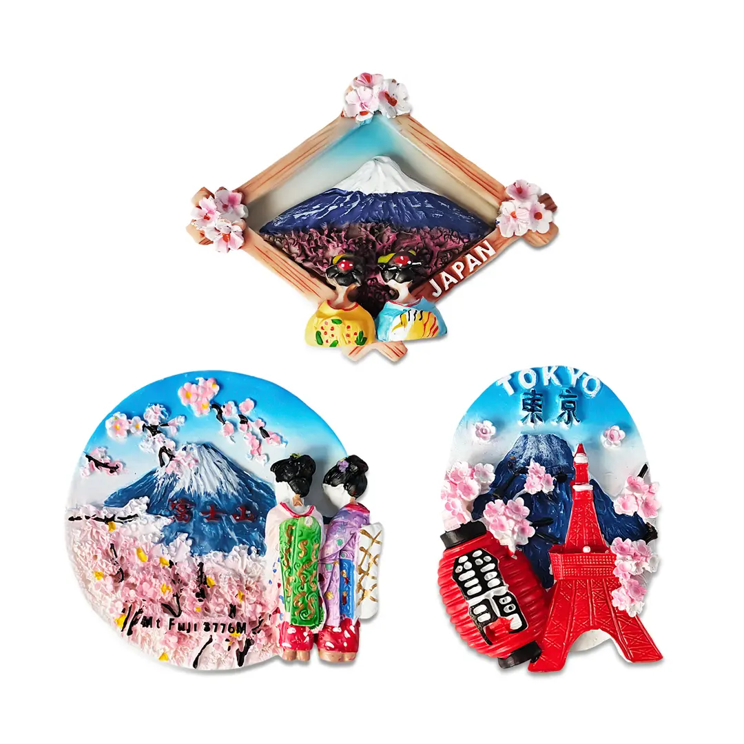 Classic Resin Tokyo Mount Fuji Japan Refrigerator Magnet - Architectural Map, Travel Gift, Trip Souvenir, Tokyo Tower, Ramen, Cherry Blossom Designs, Easy-Remove Casual Home Decor for Kitchen, Office Cabinets, Decorative