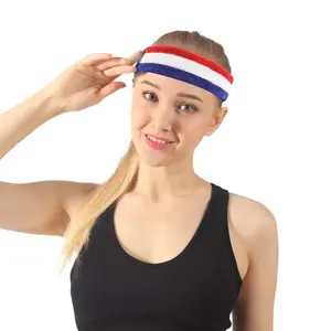 Summer sports elastic protective headband knitted headband towel material yoga headband breathable sweat absorbing headband