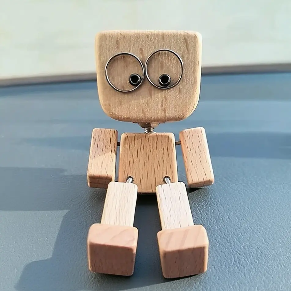 Wooden Rattle Gift with 12 Vivid Expression Accessories, Refrigerator Magnet, Fridge Magnet, Desktop Decor, Bookshelf Ornament, Car Decoration, Decorative Fridge Magnets, New Year Present