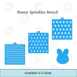 Bunny Sprinkles Stencil | 3D Printed, Cookie, Cake, & Cupcake, Decorating Stencils