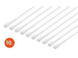 Intellinet Cat6 U/UTP FlexiBoot Slim Network Patch Cable, 5 ft., White, 10-Pack, 10G, 250 MHz, 100% Copper, 32 AWG, RJ45, Stranded, Highly Bendable, Gold-plated Contacts