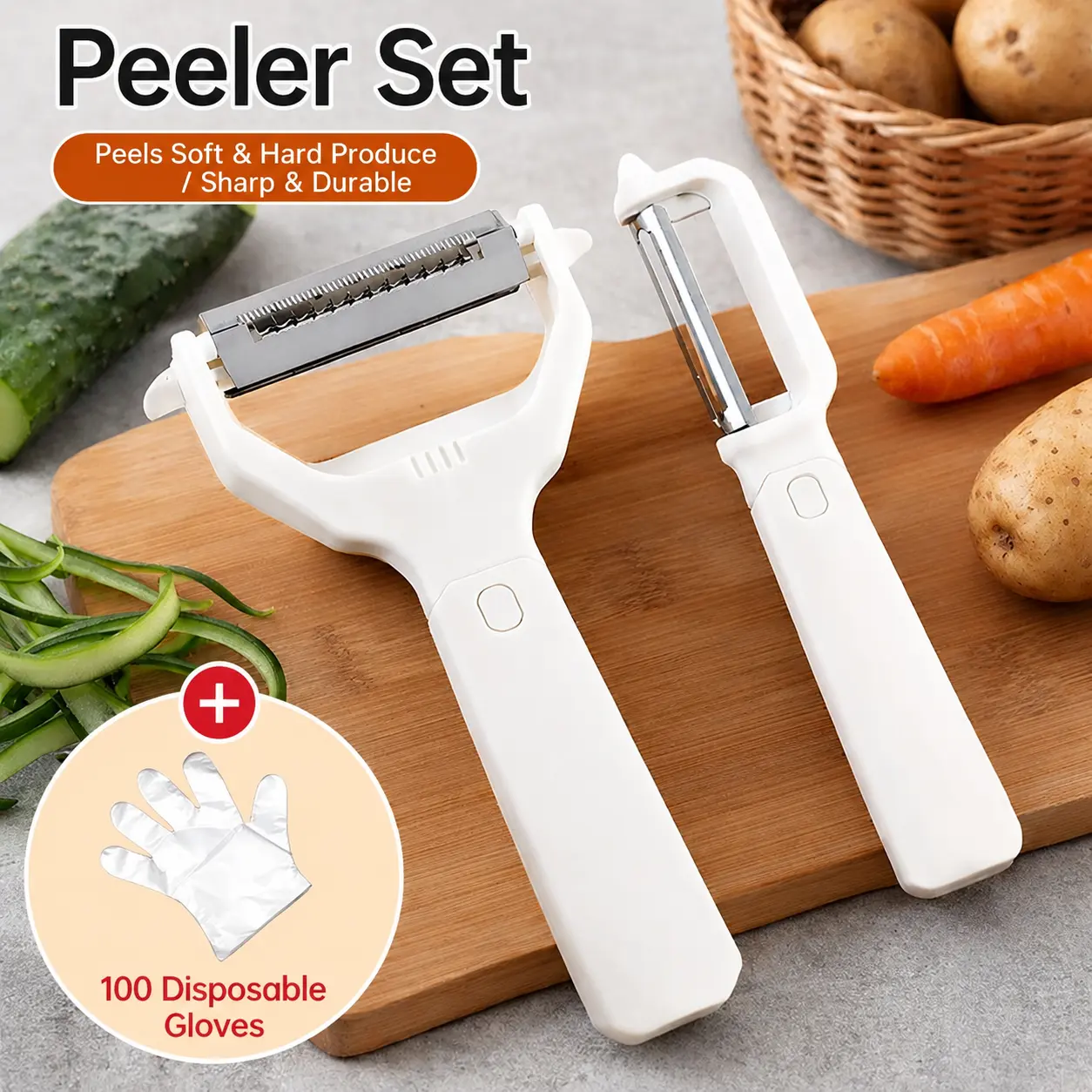 2 in 1 Vegetable Peeler, Multifunctional Peeler & Grater, Kitchen Fruit Peeling Shredding Tool