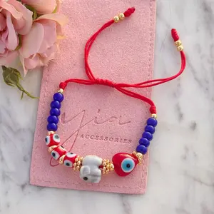 Abundance and Protection Elephant Bracelet Handcrafted Red String Design with Red Green Beads & Elephant Charm for Strength Good Luck