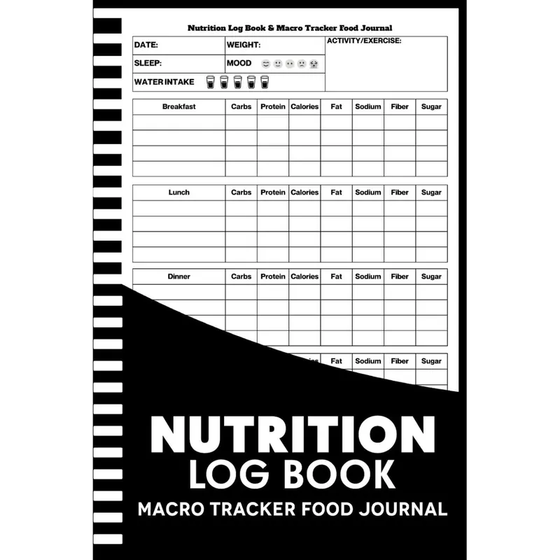 Nutrition Log Book & Macro Tracker Food Journal: Daily Food Intake Log For Keeping Track Of Your Meals, Carbs, Calorie, Fat, Protein, Sugar, Sodium & Fiber -Carb and Calorie Counter Book Paperback – December 10, 2023