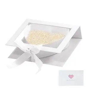 Heart Shaped Boxes for Flower Arrangements Heart Boxes for Flowers Gift Boxes with Clear Lids for Present, Valentine's Day, Mother's Day, Bridesmaid, Proposal, Wedding（Pink/Red/White/Black）