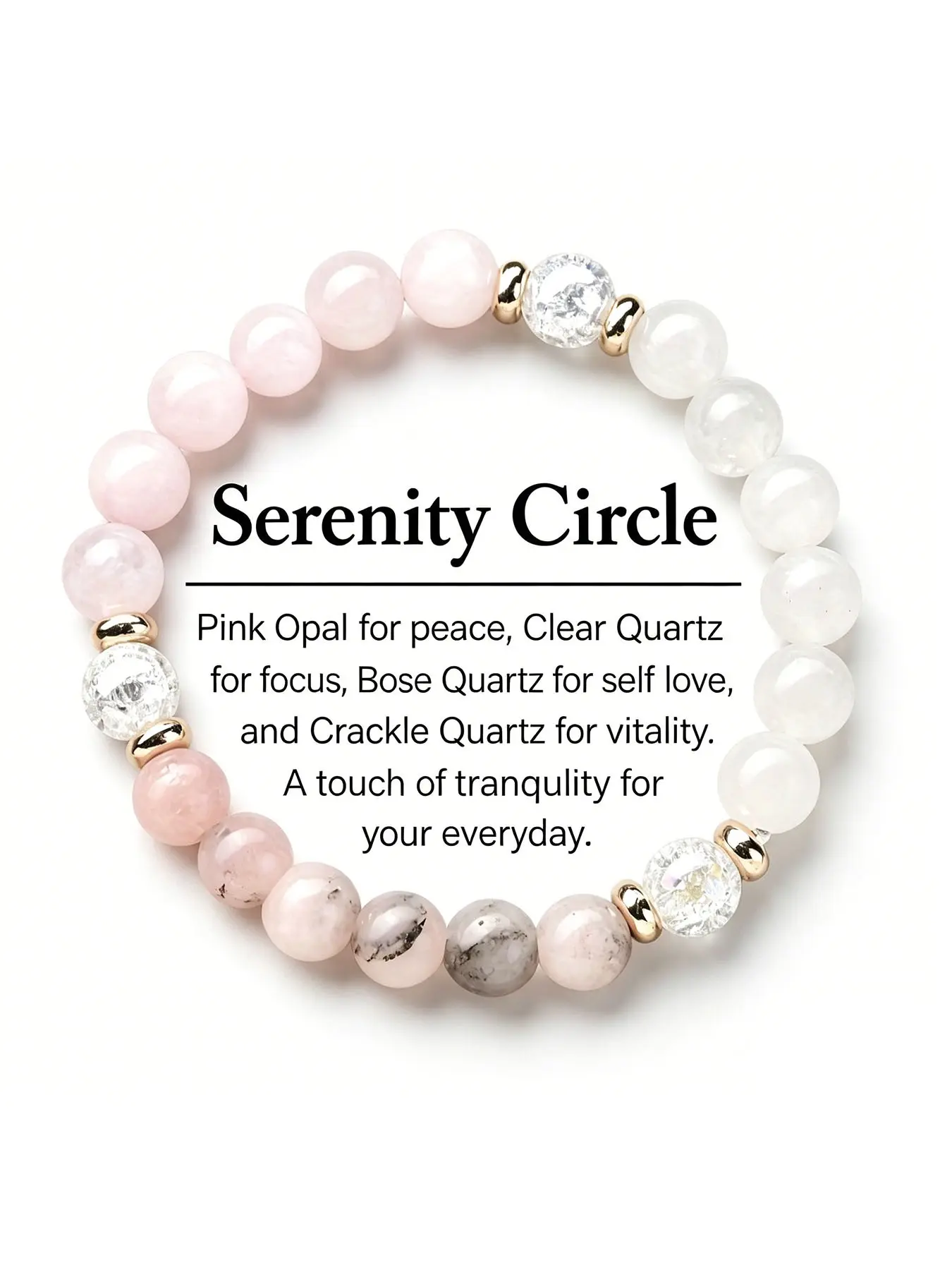 Rose Quartz Moonstone Opal Bracelet, Clarity Bracelet, Love Attraction Self Love Healing Crystal Chakra Balancing Wellness Gift, Calming & Vitality Energy Jewelry, Ideal for Manifestation & Daily Wear