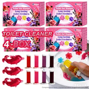 Ntugo Gel Toilet Cleaner, 1 Box Trial Pack or 4 Boxes Bulk Pack, No Brushing Needed, Wall-Mounted Long-Lasting Fresh Scent