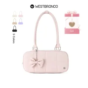 WESTBRONCO Puffer Shoulder Boston Baguette Bag for Women Quilted Handbags, Puffy Cosmetic Dating Spring Trendy FASHION Bag Organizer with Cute Bow Elegant Bags gift for her outdoorfun