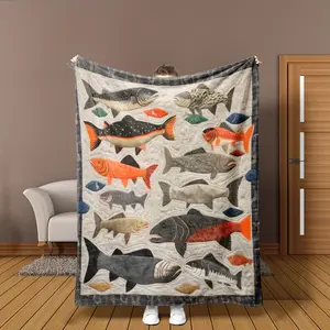 Fish Shape Parabolic Blanket, Soft Comfortable Warm Plush Trout Fish Throw, Perfect Gift for Girls Boys Adults, All-Season Use