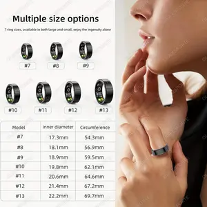 Smart Ring Blood Pressure Heart Rate Sleep Monitoring Smartring IP68 & 5ATM Waterproof Multi-sport Mode Smartring Man Women Wearable Device Compact Wristwatch