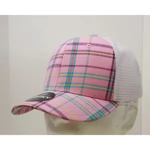 212 MAIN Unisex Cotton-Nylon Plaid Baseball Cap, 6-Panel Mid-Profile Structured Adjustable Snapback Trucker, 1-Size-Fits-Most, Model 6017-243 243-White (Dog & Cat Pet Hat), Baseball Caps
