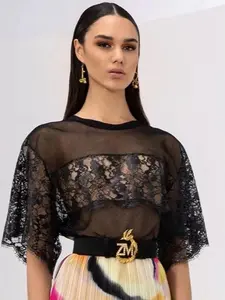 Zuhair Murad Lacquered Lace Top
