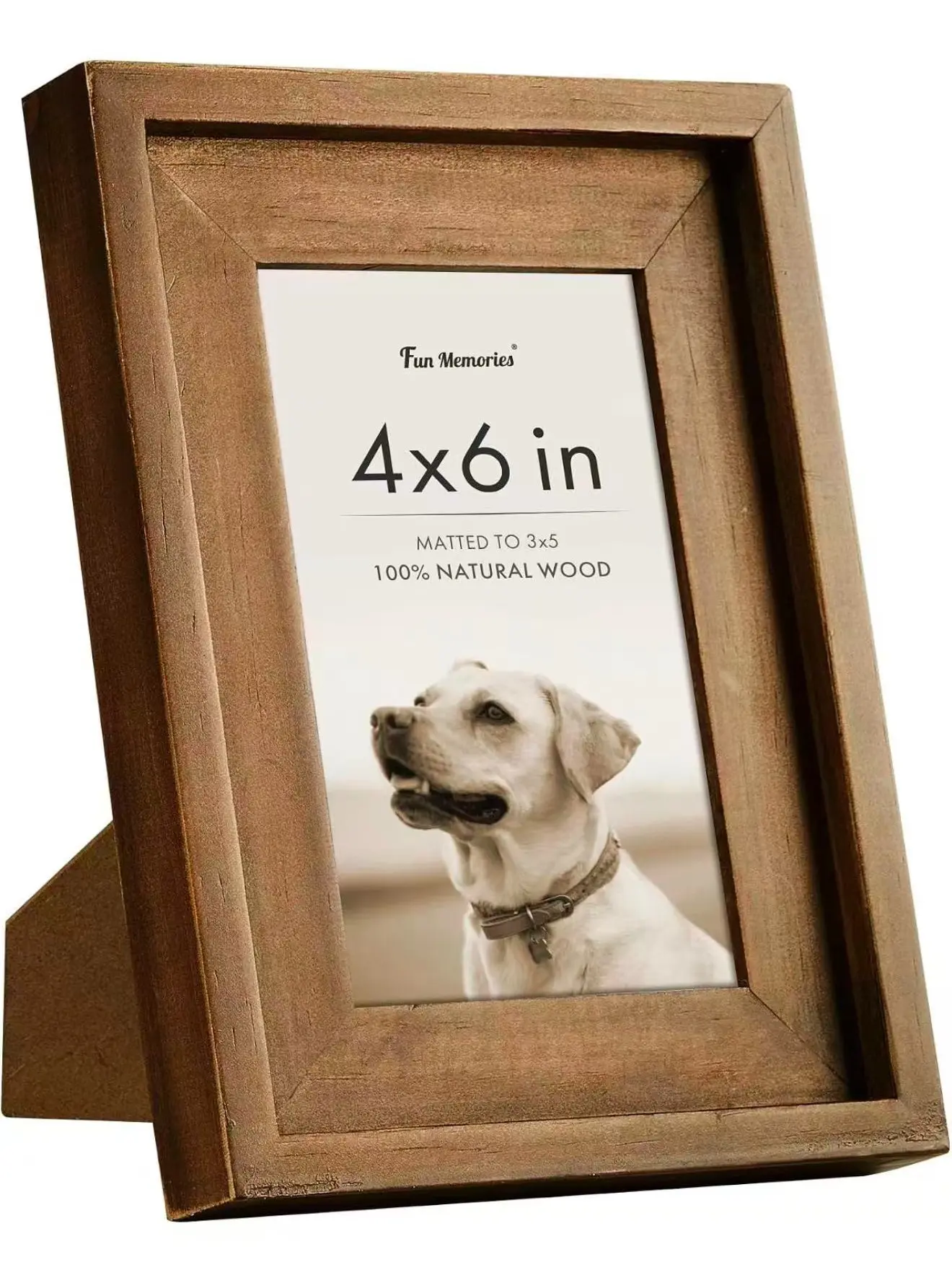 Wanlut Rectangular 4x6 Picture Frame with 3x5 Removable Mat, High Tempered Glass, Horizontal-Vertical Wall Mounting, Included Wall Hook Hardware, Rustic Look Home Decor Photo Frame
