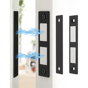 30 Lb Magnetic Door Catch Screw in Black, Heavy Duty Cabinet Latch, Cabinet Drawer Door Magnets, 2 Pack Kitchen Magnets Closures, Dual Pocket Door Magnets for RV, Cabinet Door, Barn Door
