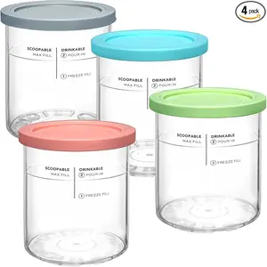 Creami Ninja Deluxe Pints and Lids 4 Pack,Compatible with Ninja Creami 11-in-1 NC501 NC500 Series Deluxe Ice Cream Maker,24oz Family Size Deluxe XL Cups