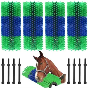 Garvee Durable Livestock Scratching Brushes and Massage Grooming Tools for Horses, Cattle, Sheep, Goats, and Pigs - Relieves Itching, Provides Full-Body Massage and Cleanliness - Multi-Pack with Mounting Screws in Blue, Green, and Yellow