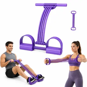 [Summer Vibes] 3-in-1 Multifunction Pedal Resistance Band for Home Gym, Adjustable 8-Tube Foot Puller with Handles, Elastic Exercise Rope for Full Body Training, Abdominal Workout, Yoga