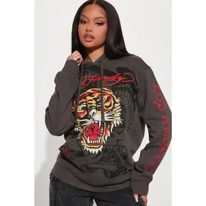 Ed Hardy Tiger Hoodie - Charcoal 2