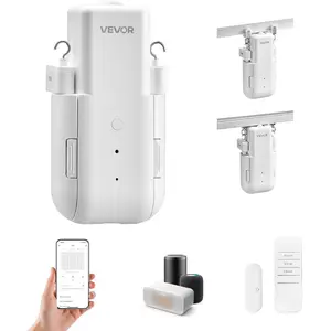 VEVOR Automatic Curtain Opener, APP and Remote Control, Hub Included, Electric Smart Curtain Opener Compatible with Alexa and Google Home, Timed Opening and Closing, Silent Mode, for Roman RodsVEVOR Super Brand Day