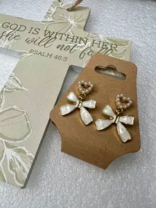 Gold Pearled Heart Bow Earing