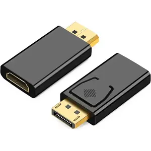 4K DisplayPort to HDMI Adapter 2-Pack,Gold Plated Uni-Directional Display Port DP to HDMI Adapter Compatible for HP, HDTV, AMD, NVIDIA,Dell, GPU,Projector, PC,Desktop