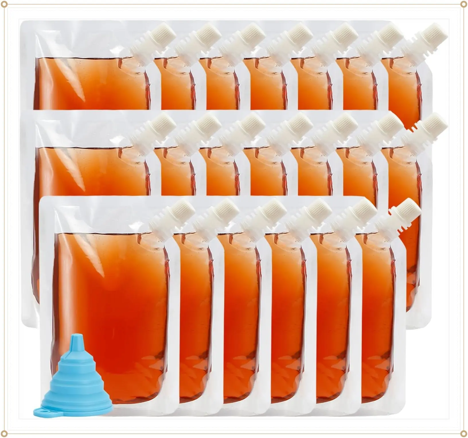 20 Pcs Liquor Flasks Cruise Pouch Reusable Sneak Travel Drinking Flask Concealable Alcohol Plastic Flasks bags with Funnel (8 oz)Gift