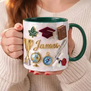 Personalized Graduation Mug 2D Printed 3D Effect Custom Name Accent Coffee Cup Unique Design for College Graduates Class of 2026 Academic Success Student Achievement Keepsake Celebration Gift Idea Special Present for Her Him Senior Grad