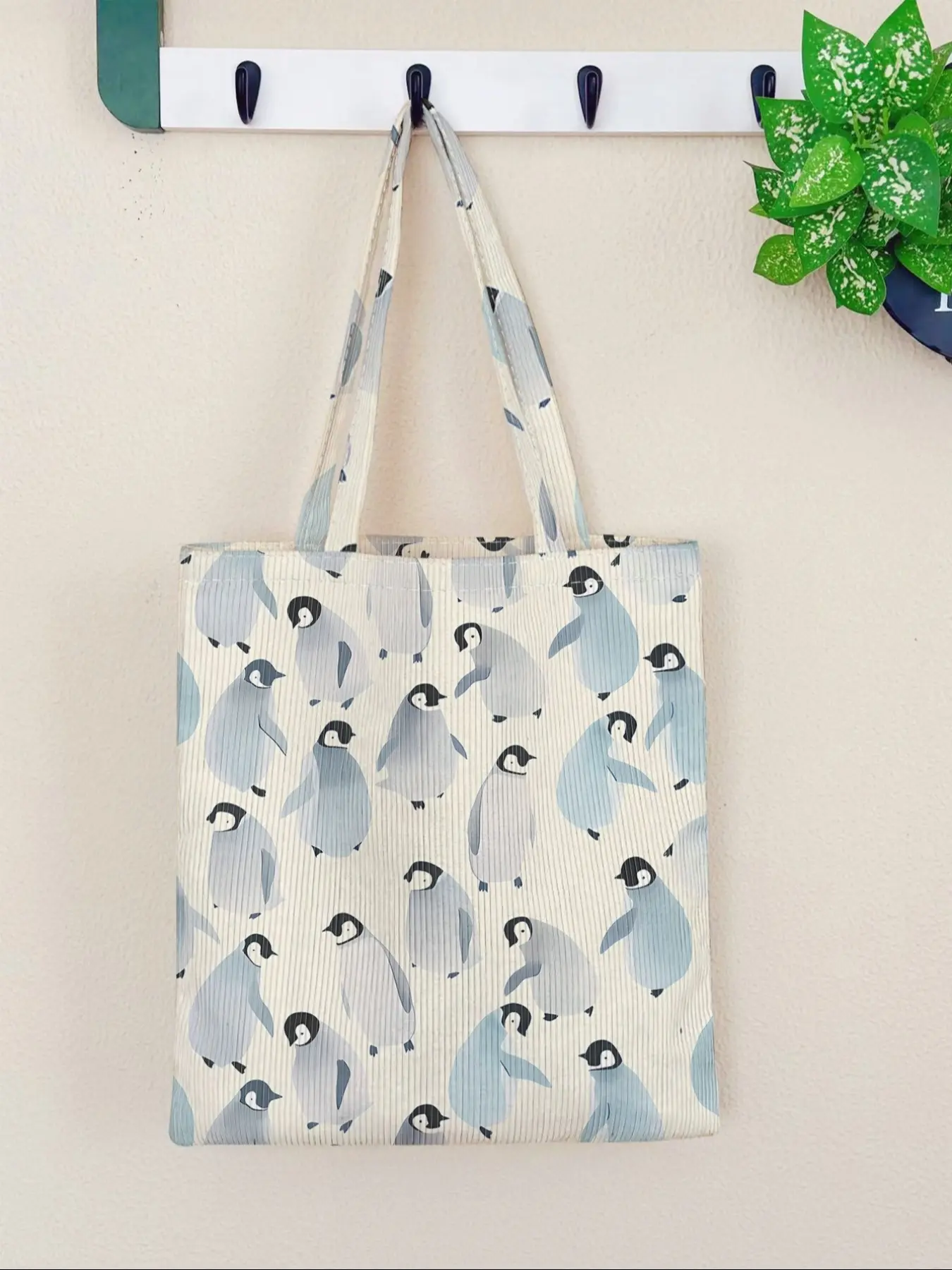 Penguin Pattern Handbag, Large Capacity Shoulder Bag, Tote Bags, Shoulder Totes, Casual Simple Daily Use, Suitable for Men and Women, All Seasons