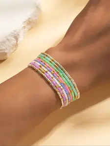 Boho Style Colorful Beaded Bracelets, Fashionable for Women & Girls, Trendy All-match & Exquisite Jewelry for Birthday Gift
