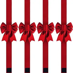 Christmas Cabinet Bows Festive Ribbons Large X-Mas Door Ribbon Party Decorations, Red