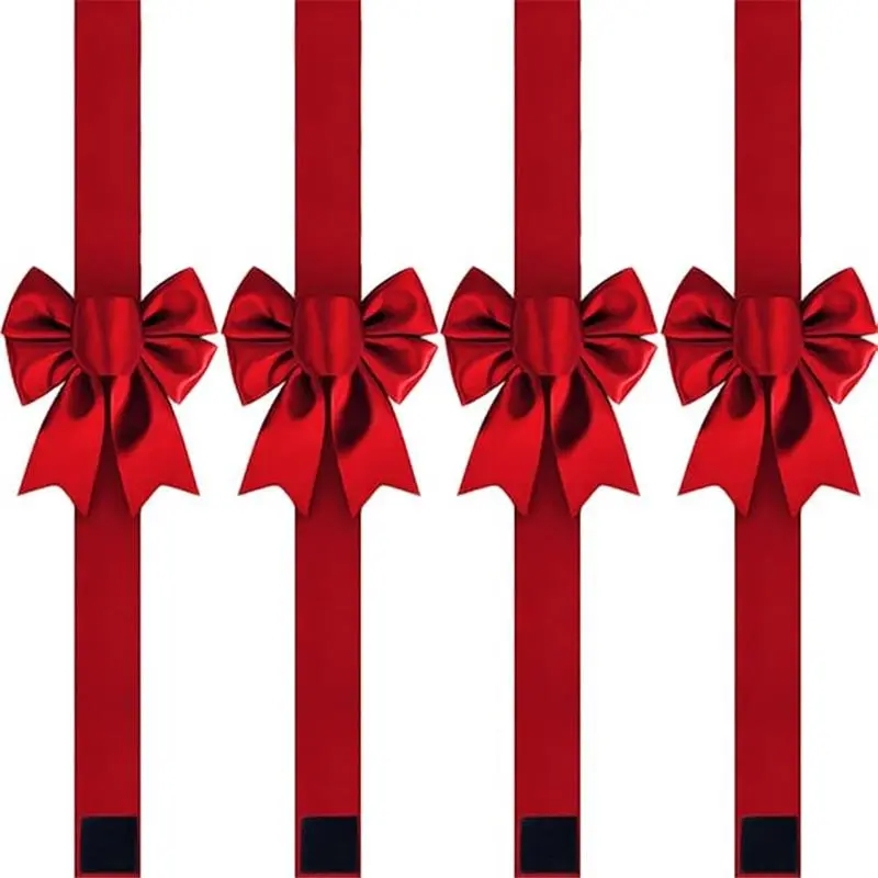 Christmas Cabinet Bows Festive Ribbons Large X-Mas Door Ribbon Party Decorations, Red