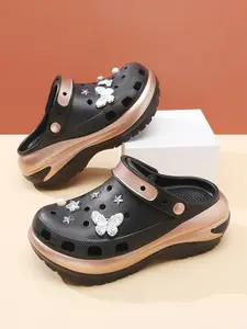 Women's Summer Detachable Hollow Out Sandals, Shiny Butterfly & Pearl Decor, Breathable Anti-Slip Design, Comfortable Fashion Shoes