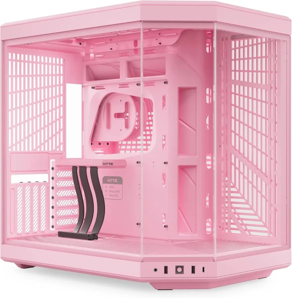 HYTE Y70 Mid-Tower ATX PC Desktop Case (CS-HYTE-Y70-SM, Strawberry Milk) - Water-Cooling Ready, 4-Slot Vertical Graphics Support, Dual Chamber Design, Luxury PCIe 4.0 Riser, PCIe 4.0 x16 Riser