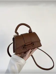 2026 Textured Lipstick Case Mini Square Bag New Solid Color Versatile Handbag Women's Purse Fashionable Versatile Purse