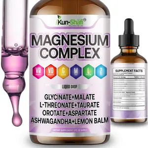 Magnesium Complex Liquid Drops with Glycinate, Malate, L-Threonate & Taurate | Vitamin B + D3 + Zinc | Fast Absorption Wellness Supplement (2 Fl Oz)