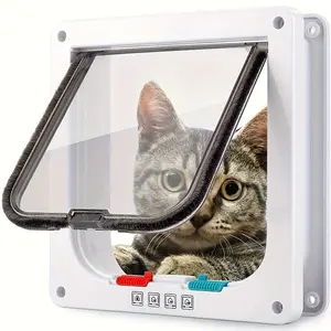 Super Safe Bi-Directional Pet Door with Durable Structure, Safety Lock Mechanism, Transparent Window Design for Indoor and Outdoor Use