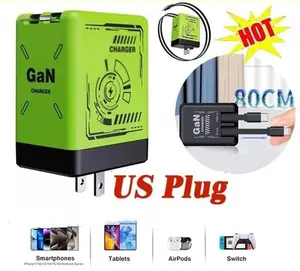 20W Fast W&O Gan Charger | 2-in-1 Type C/L | Retractable US Wall Plug | Compatible & Portable Charger for Phones