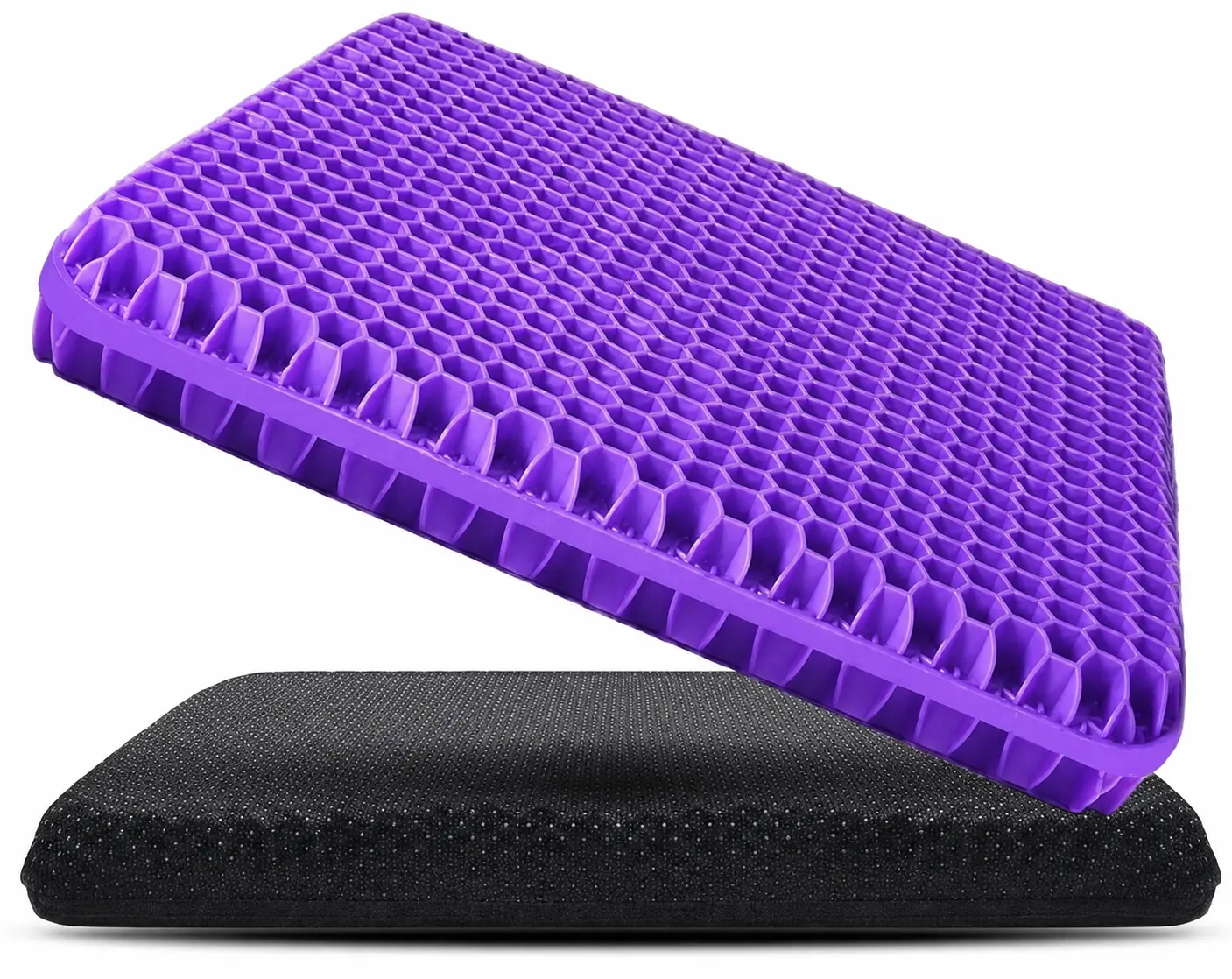 Gel Seat Cushion - Enhanced Double Thick Egg Seat Cushion with Non-Slip Cover - Office Chair Car Seat Cushion - Sciatica & Back Pain Relief - Perfect for Office Chair Car Wheelchair Travel
