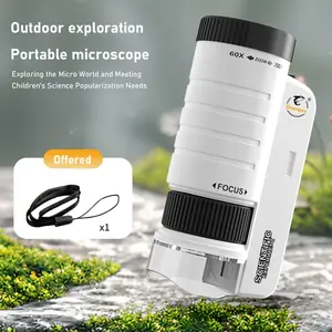 60x-200x LED Illuminated Pocket Microscope Portable STEM Toy for Students Ideal for Science Labs and Home Use with Clear Magnification and LED Illumination outdoorfun