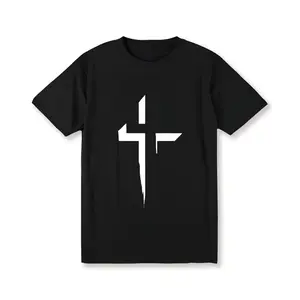 Men's All-Season Cotton Crew Neck T-Shirt with Stylish Cross Print – Casual Short Sleeve, Regular Fit, Soft & Breathable Fabric, Perfect for Everyday and Weekend Wear