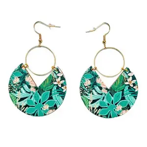 Beautiful Geometric Wood and Gold Botanic Earrings