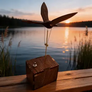 Handcrafted Wooden Swan Automaton Ornament – Internal Gear – Christmas & Black Friday Gift Decor – Silent Non-Music Version – USB-C Rechargeable Battery