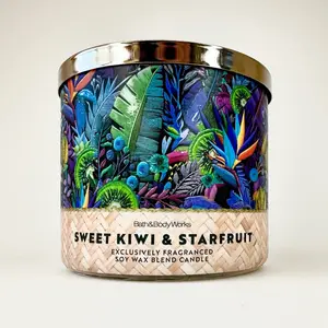Bath & Body Works Sweet Kiwi & Starfruit 3-Wick Candle | Tropical Fruity Home Scent